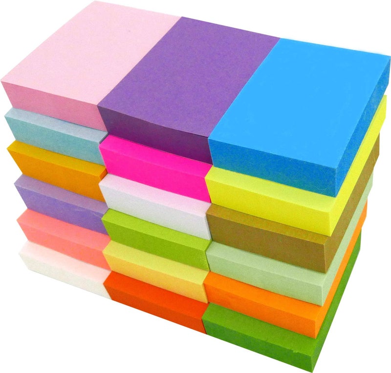 4A Sticky Notes,1 3/8 x 1 7/8 Inches,Small Size,The Adhesive On Longer Side,Neon Assorted,Self-Stick Notes,18 Colors,100 Sheets/Pad,18 Pads/Pack,4A 354818 - Image 2